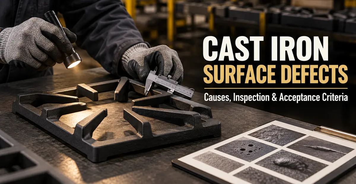 Visual inspection of surface defects on a cast iron gas hob grate