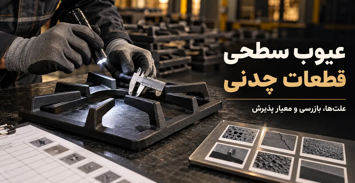 عیوب سطحی قطعات چدنی؛ علت‌ها، روش بازرسی و معیار پذیرش